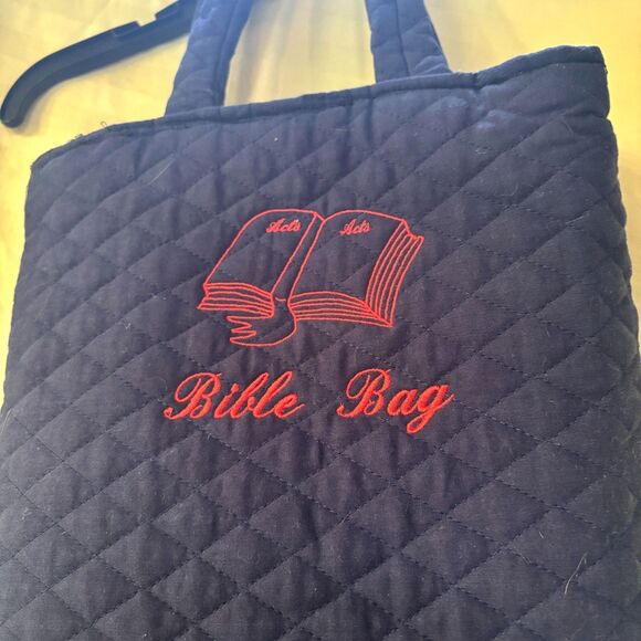 BIBLE BAG Embroidered Quilted Tote Bag Grannycore Christian - Picture 1 of 7